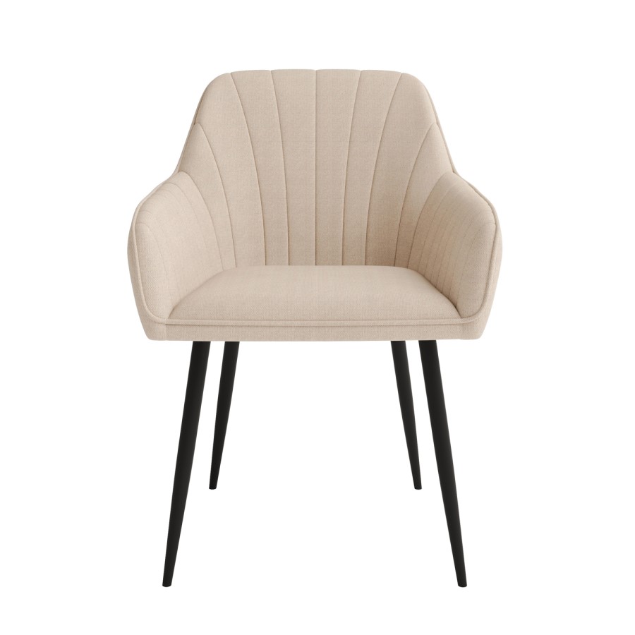 GRADE A2 - Set of 2 Beige Fabric Tub Dining Chairs - Logan