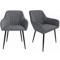 GRADE A1 - Set of 2 Grey Fabric Tub Dining Chairs - Logan
