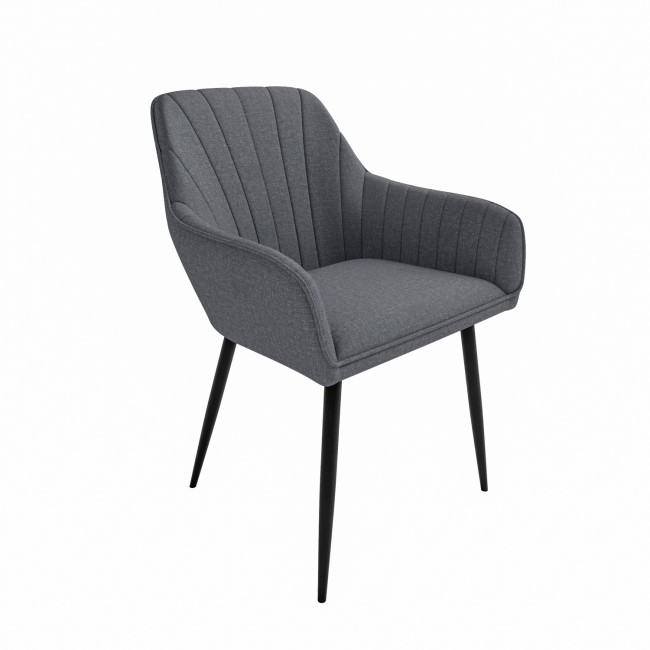 Set of 2 Grey Fabric Tub Dining Chairs - Logan