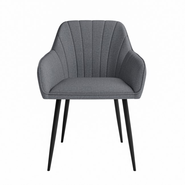 Set of 2 Grey Fabric Tub Dining Chairs - Logan