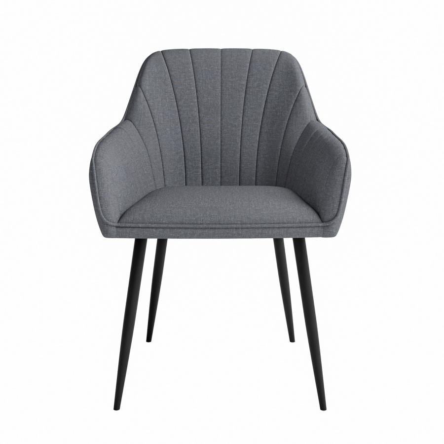 Set of 2 Grey Fabric Tub Dining Chairs - Logan