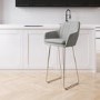 Grey Fabric Bar Stool with Back - 77cm - Logan