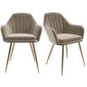 LOG041 Set of 2 Mink Velvet Dining Chairs with Gold Legs - Logan