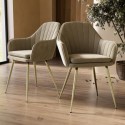 LOG041 Set of 2 Mink Velvet Dining Chairs with Gold Legs - Logan