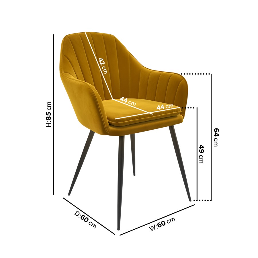 ALMOST PERFECT - Set of 2 Mustard Velvet Tub Dining Chairs - Logan
