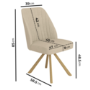 Set of 4 Beige Upholstered Swivel Dining Chairs with Oak Effect Legs - Logan