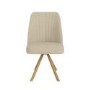 Set of 4 Beige Upholstered Swivel Dining Chairs with Oak Effect Legs - Logan