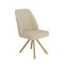 Set of 4 Beige Upholstered Swivel Dining Chairs with Oak Effect Legs - Logan