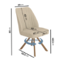 Set of 2 Beige Upholstered Swivel Dining Chairs with Walnut Effect Legs - Logan