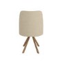 Set of 2 Beige Upholstered Swivel Dining Chairs with Walnut Effect Legs - Logan