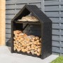 Black Wooden Outdoor Log Store - Rowlinson Apex