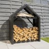 Black Wooden Outdoor Log Store - Rowlinson Apex