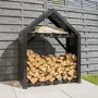 Black Wooden Outdoor Log Store - Rowlinson Apex