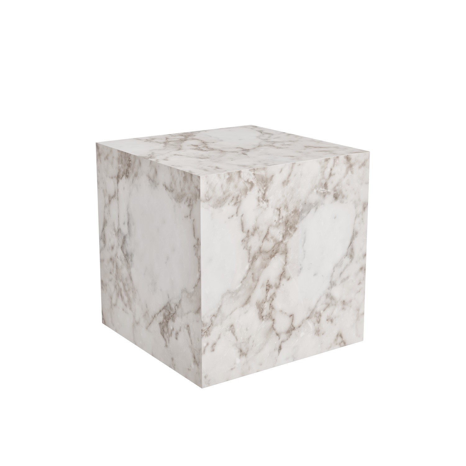 White Faux Marble Cube Side Table - Lori - Furniture123