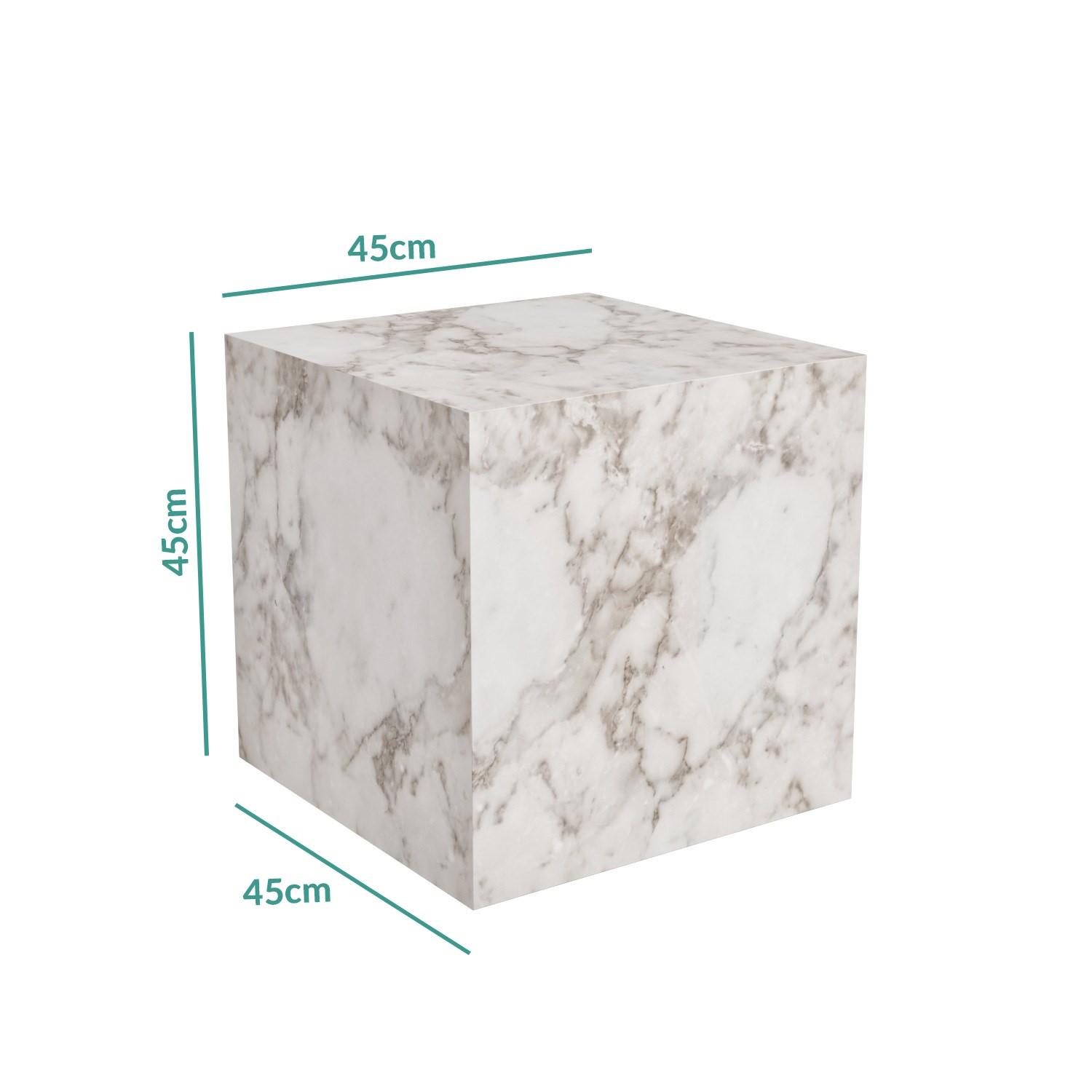 White Faux Marble Cube Side Table - Lori - Furniture123