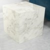 White Faux Marble Cube Side Table - Lori
