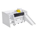 LOK001A Single White Low Cabin Bed with Slide and Storage Box - Loki