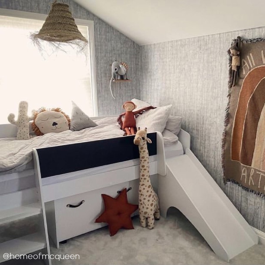 GRADE A1 - Loki White Cabin Bed with Slide and Toy Storage Box