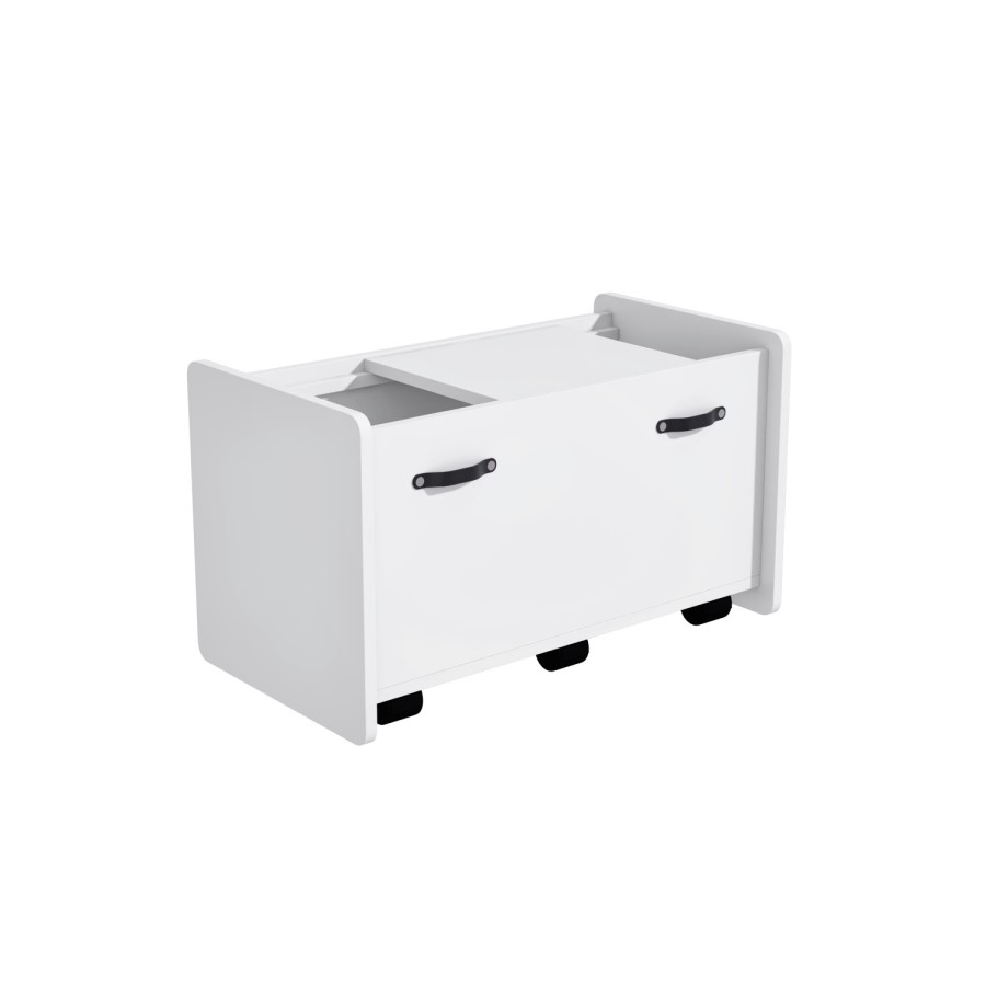 White Cabin Bed with Slide and Storage Box - Loki