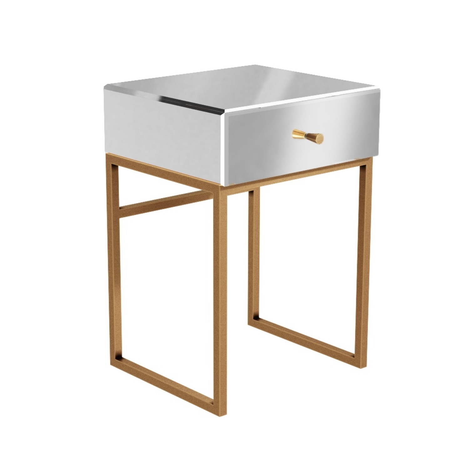 Lola Mirrored Single Drawer Bedside Table With Rose Gold Legs