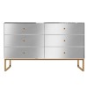 GRADE A1 - Lola Mirrored 6 Drawer Wide Chest of Drawers with Rose Gold Legs