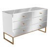 Wide Mirrored Chest of 6 Drawers with Legs - Lola