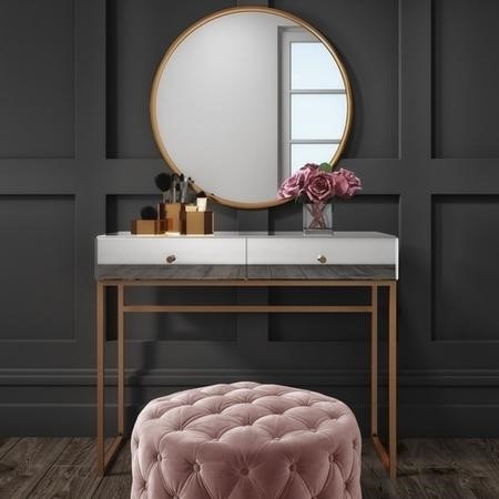 GRADE A1 Lola Mirrored 2 Drawer Dressing Table with Rose Gold Legs Furniture123