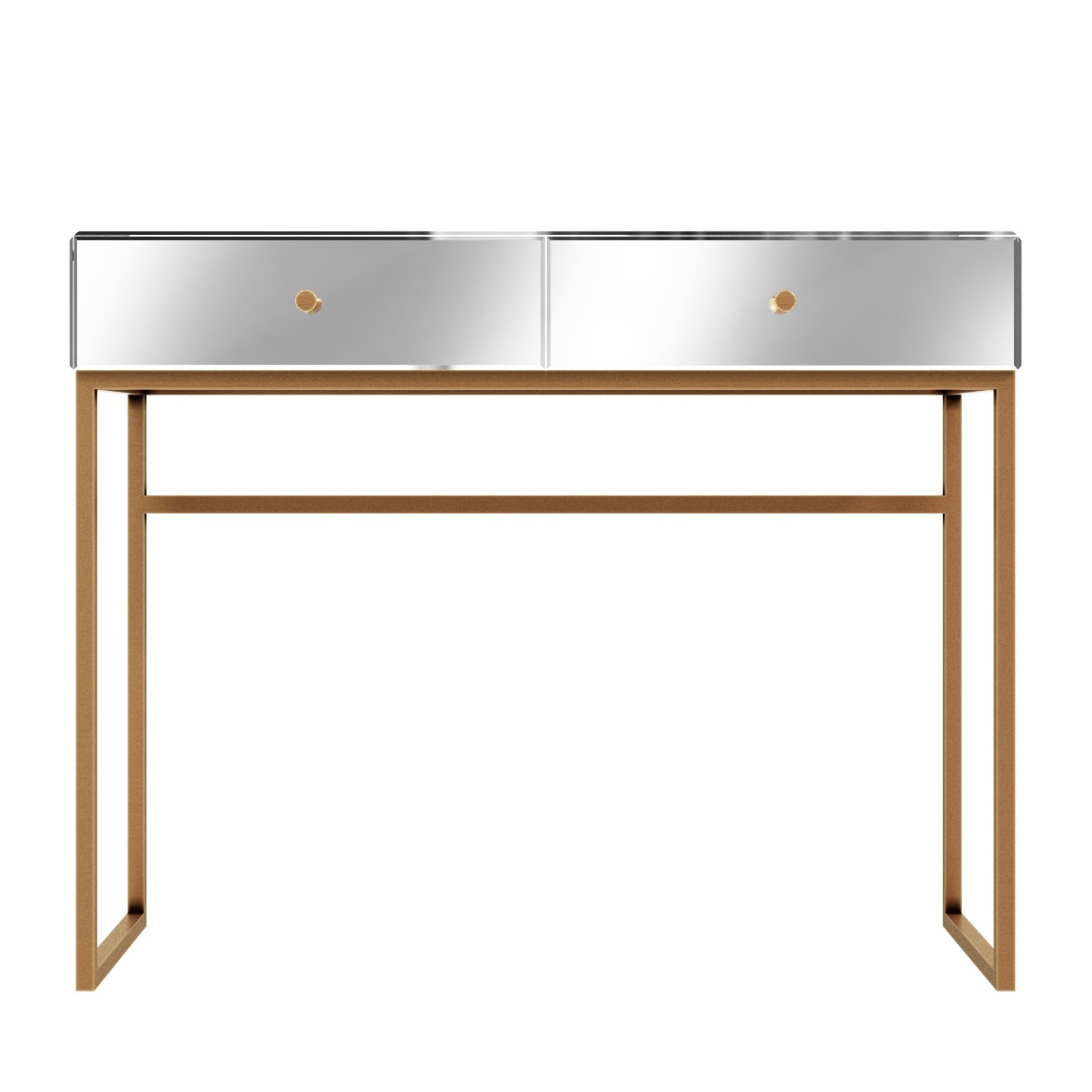 GRADE A2 - Lola Mirrored 2 Drawer Dressing Table with Rose Gold Legs - Furniture123 GRADE A2 - Lola Mirrored 2 Drawer Dressing Table with Rose Gold Legs - Furniture123