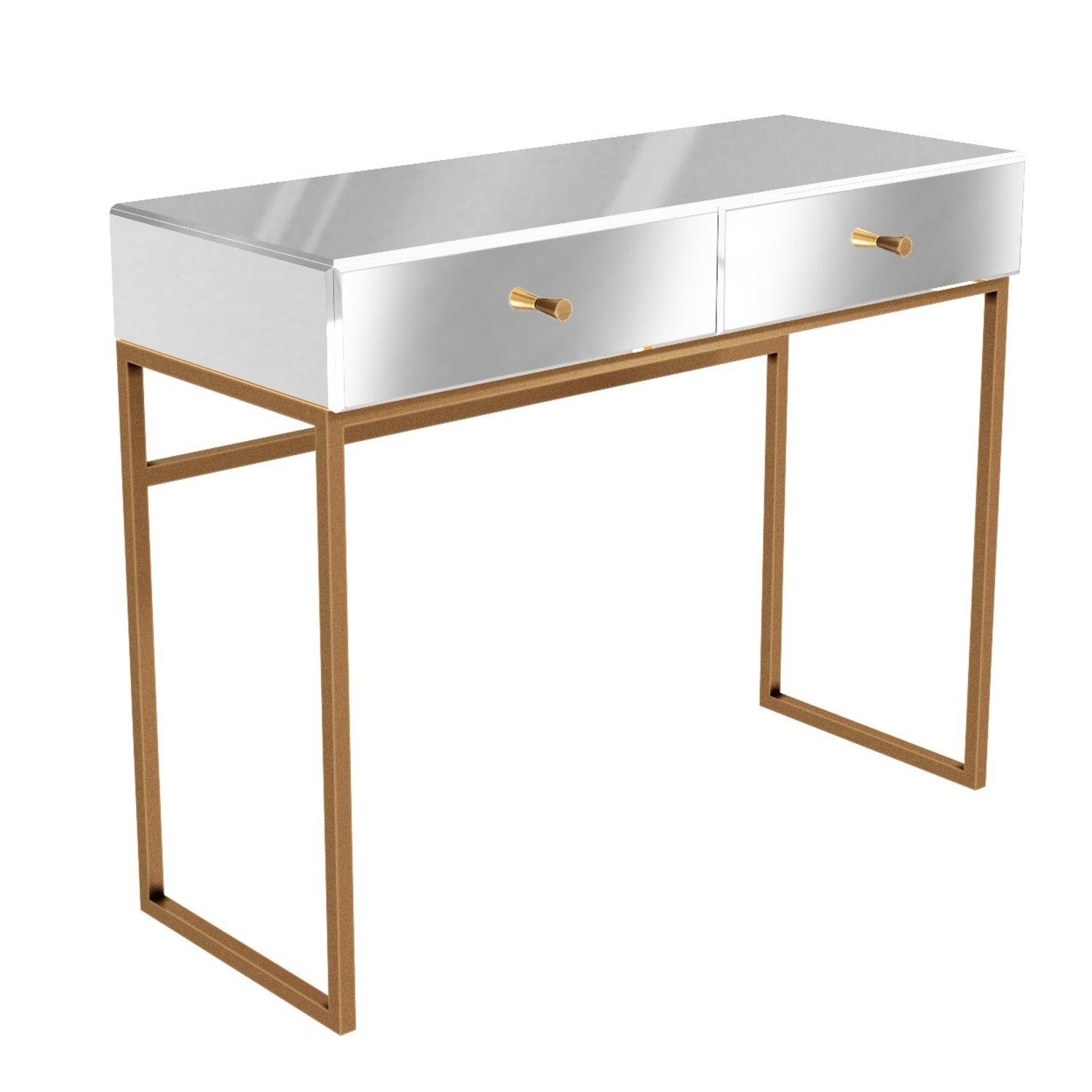 GRADE A2 - Lola Mirrored 2 Drawer Dressing Table with Rose Gold Legs - Furniture123 GRADE A2 - Lola Mirrored 2 Drawer Dressing Table with Rose Gold Legs - Furniture123