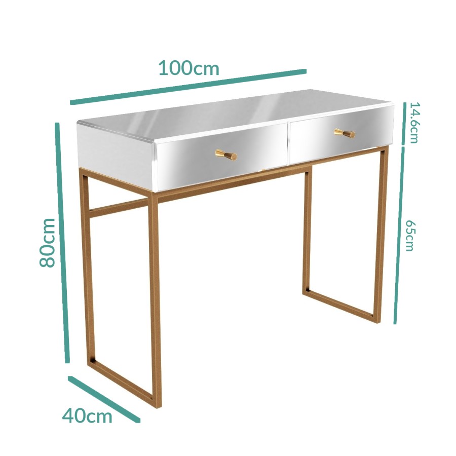 Mirrored Dressing Table with 2 Drawers - Lola