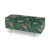 Green Leaf Print Velvet Ottoman Blanket Box - Lola - LPD