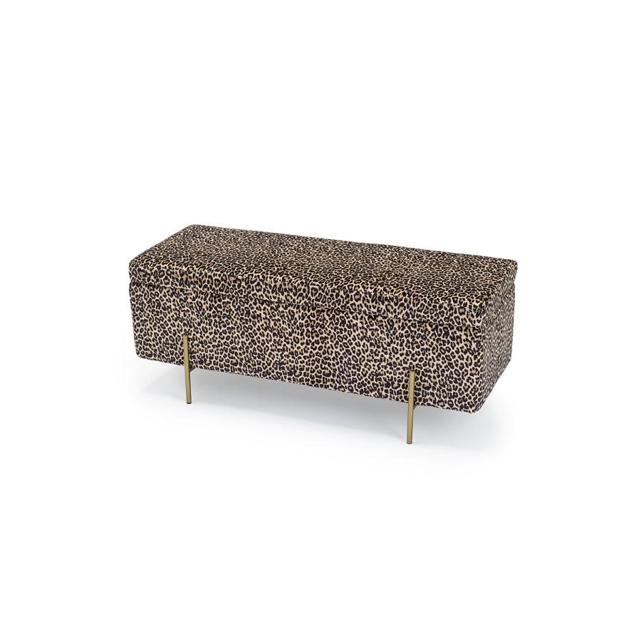 LPD Leopard Print Ottoman Bench - Lola