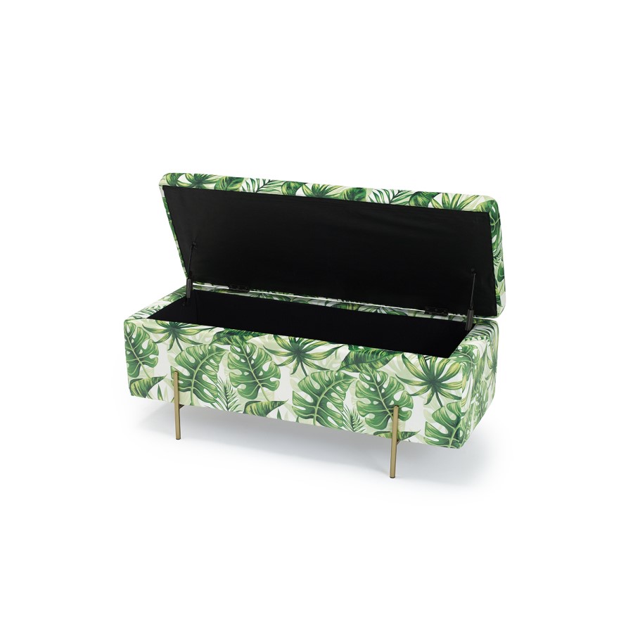 LPD Green Palm Print Ottoman Bench - Lola