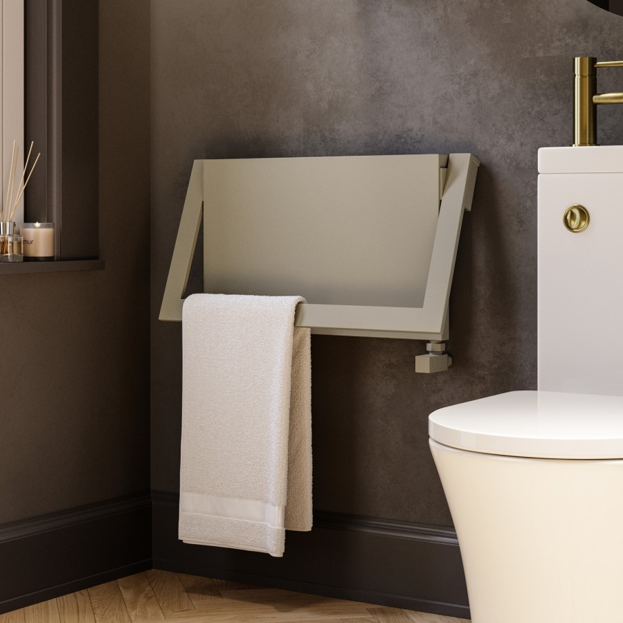 Beige Horizontal Panel Radiator with Towel Bar 320 x 600mm - Lomas