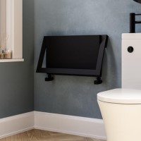 Black Horizontal Panel Radiator with Towel Bar 320 x 600mm - Lomas