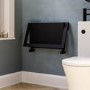 Black Horizontal Panel Radiator with Towel Bar 320 x 600mm - Lomas