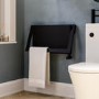 Black Horizontal Panel Radiator with Towel Bar 320 x 600mm - Lomas