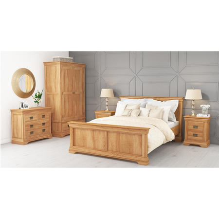 Loire Farmhouse Solid Oak Bedside Table - 2 Drawer