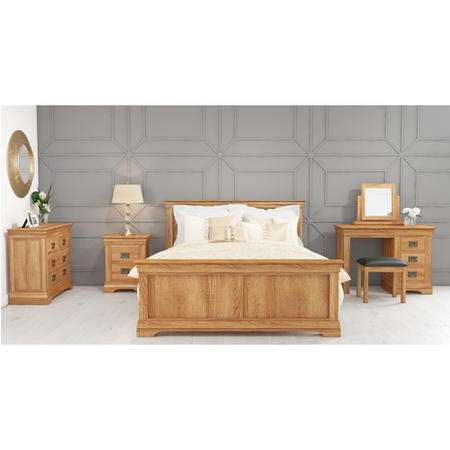 Loire Farmhouse Solid Oak Bedside Table - 2 Drawer