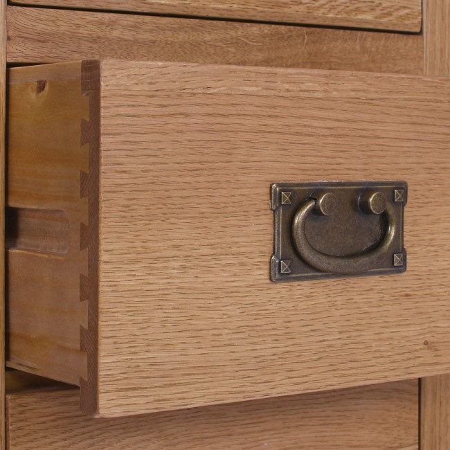 Loire Oak Farmhouse 5 Drawer Tall Boy Chest of Drawers