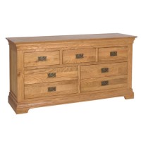 GRADE A2 - Loire Solid Oak Farmhouse 4+3 Drawer Wide Chest of Drawers