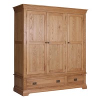 Loire Oak Farmhouse 3 Door 2 Drawer Wardrobe