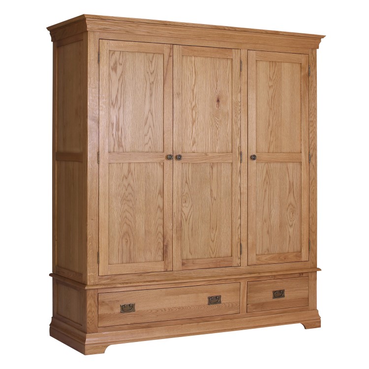 Loire Oak Farmhouse 3 Door 2 Drawer Wardrobe