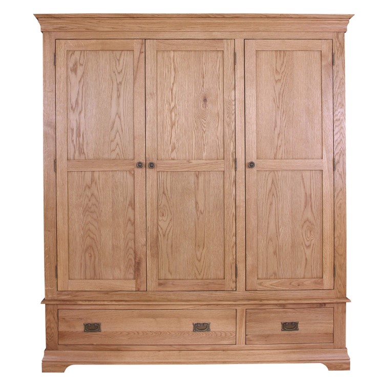 Loire Oak Farmhouse 3 Door 2 Drawer Wardrobe