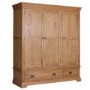 GRADE A1 - Loire Oak Farmhouse 3 Door 2 Drawer Wardrobe
