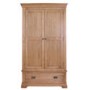 Loire Oak Farmhouse 2 Door 1 Drawer Wardrobe