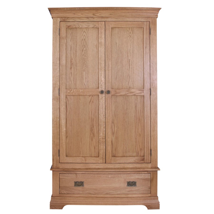 Loire Oak Farmhouse 2 Door 1 Drawer Wardrobe