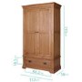 Loire Oak Farmhouse 2 Door 1 Drawer Wardrobe