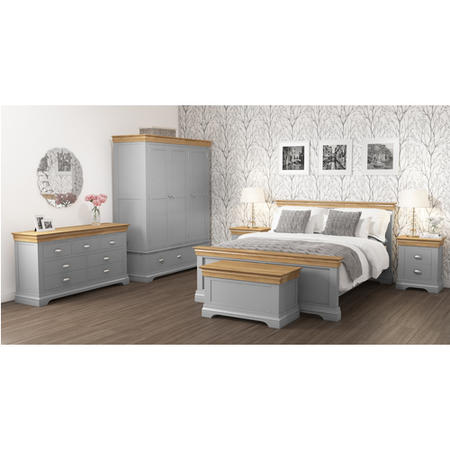 GRADE A2 - Loire Two Tone Kingsize Bed Frame in Grey and Oak