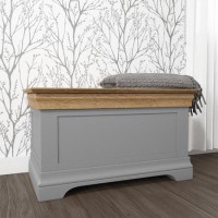 GRADE A1 - Loire Two Tone Blanket Box in Grey and Oak